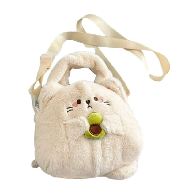 Bolso bandolera de felpa de moda Bolso de felpa portátil con asa superior y correa ajustable Caqui