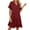 Wine, variant on Efsteb Dresses for Women 2025 V-Neck Pleated Elegant Dress Fashion Classic Solid Color Casual Loose Comfy Sundresses Short Sleeve Summer Dresses (Wine,M)