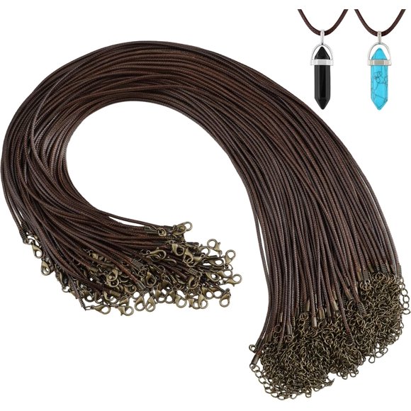 EcoNesxp 20 Inch Wax Leather Necklace Cord Bulk Buckle Colorful Necklace Bracelet Chain Necklace Cord for Jewelry Making Pendant Jewelry Piece Brown 100 pcs