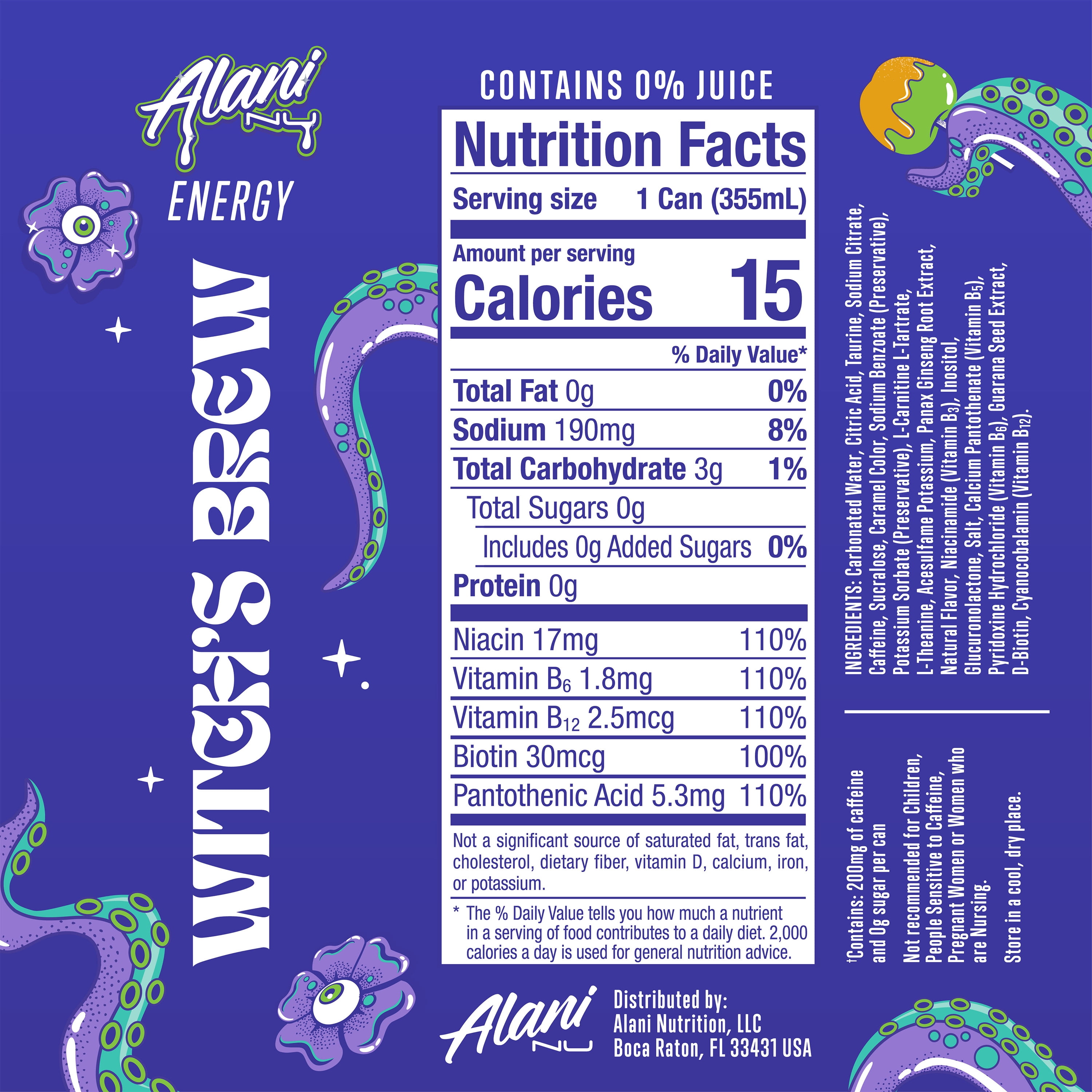 (4 pack) Alani Nu, Witch's Brew 12 fl oz, Single Can