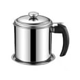 thumbnail image 1 of Oil Filter Pot Stainless Steel Food Grade Dust Proof Fine Mesh Grease Strainer Storage Can with Lid for Kitchen1.8L (304) With Plate Electronic Wood Handle, 1 of 3