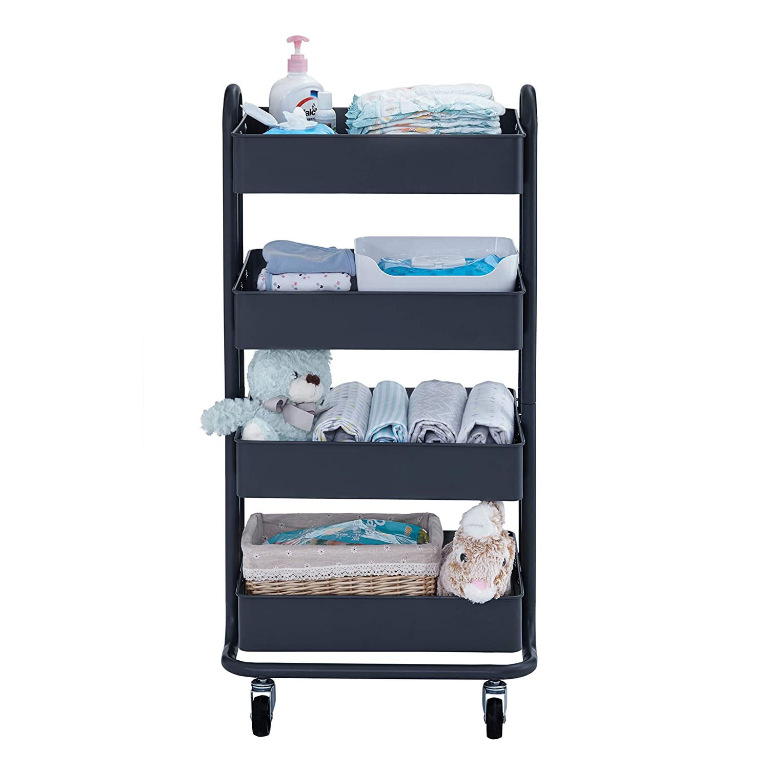 BcTlyInc-ELR-20702;4-Tier;Metal;Rolling;Utility;Cart;-;Heavy;Duty ...