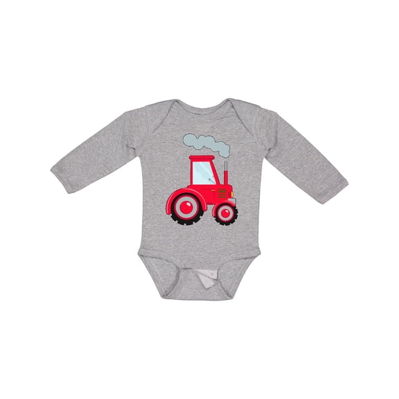 Inktastic Fun Red Tractor Boys or Girls Long Sleeve Baby Bodysuit