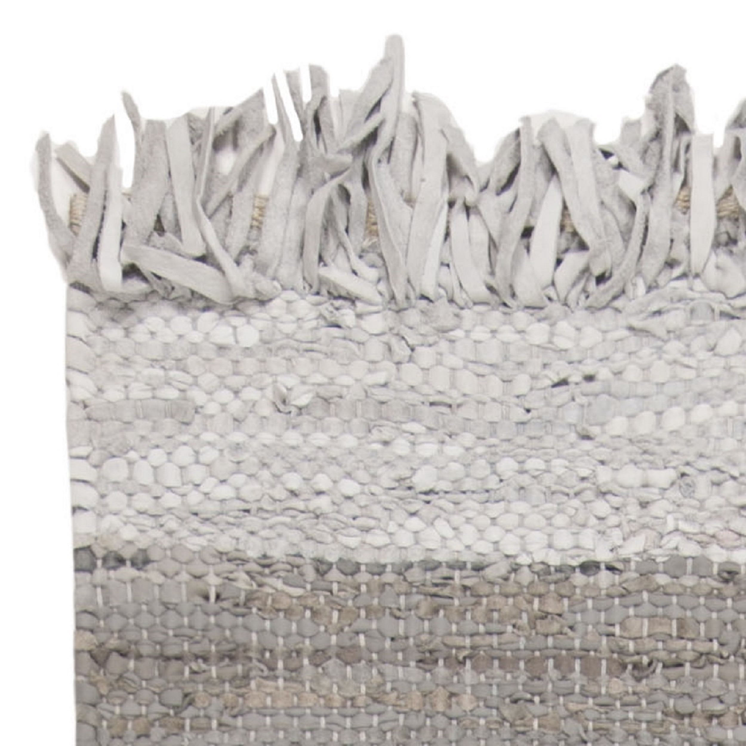 SAFAVIEH Vintage Leather Horatio Braided Fringe Border Runner Rug, Light Grey/Dark Grey, 2'3" x 6'