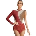thumbnail image 3 of Zaldita Figure Skating Dress Women Sparkling Rhinestone Fringed Leotard Dance Performance Competition Brown XXL, 3 of 7