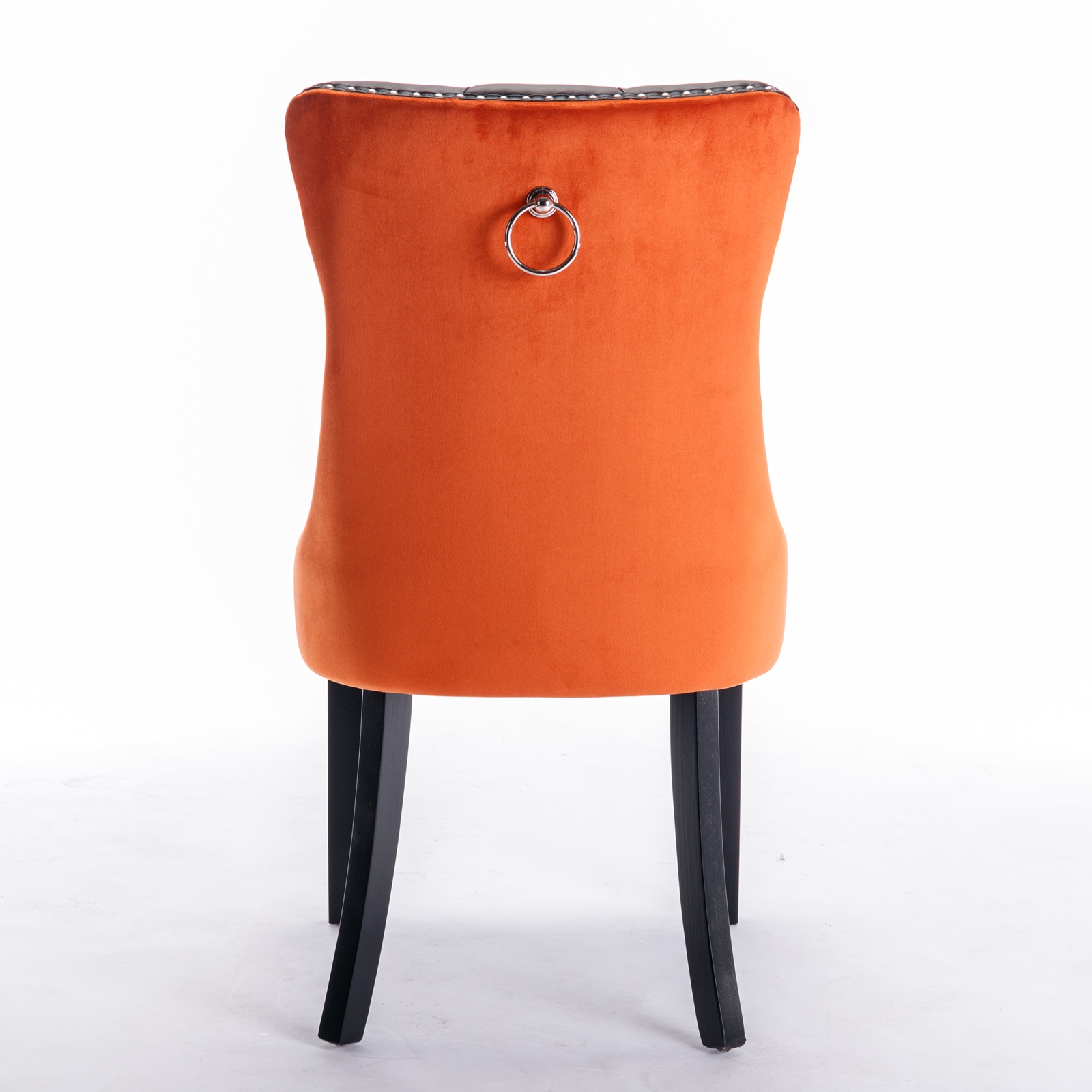 Dining Chairs Set of 2, Upholstered High-End Tufted Dining Room Chair with Back Ring and Nailhead Trim, Modern Velvet Kitchen Chairs with Solid Wood Legs for Kitchen, Home,Black+Orange