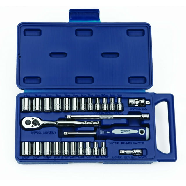 Juego de herramientas de enchufe y transmisión Williams, 27 piezas, 1/4" Drive