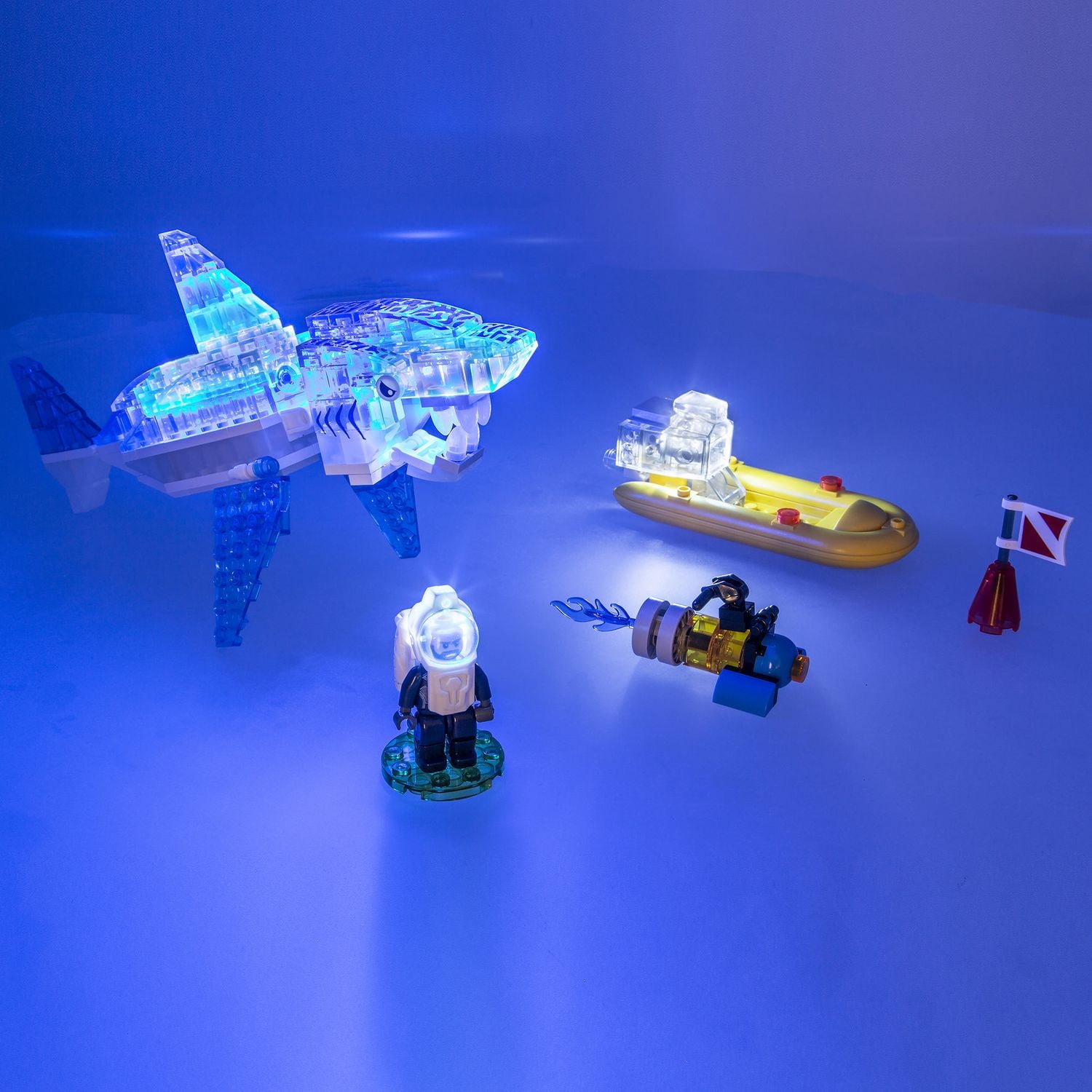 Ens. de jeu de briques de construction Laser Pegs, Collection Créatures : Shark Ambush