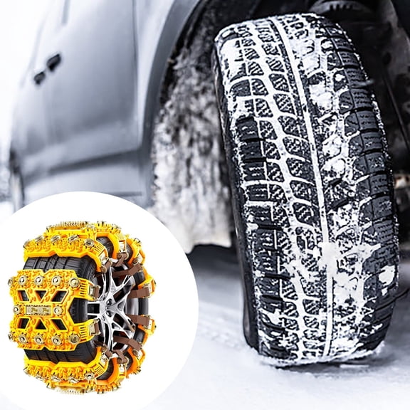 Heavy Duty Tire Snow Chains, Universal Plastic Traction Grip for Cars SUVs, High Performance Anti-Skid for Icy & Snowy Roads, Easy Install Winter Driving Kit