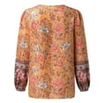 thumbnail image 5 of Womens Shirts Tops Fashion Loose V Neck Printed Loose Casual Long Sleeves Boho Fall Clothes for Women Tees Blouses Orange Size XL, 5 of 5