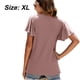 thumbnail image 2 of Camiseta de mujer Top informal con manga con volantes y cintura hueca （Rojo oscuro）, 2 of 6