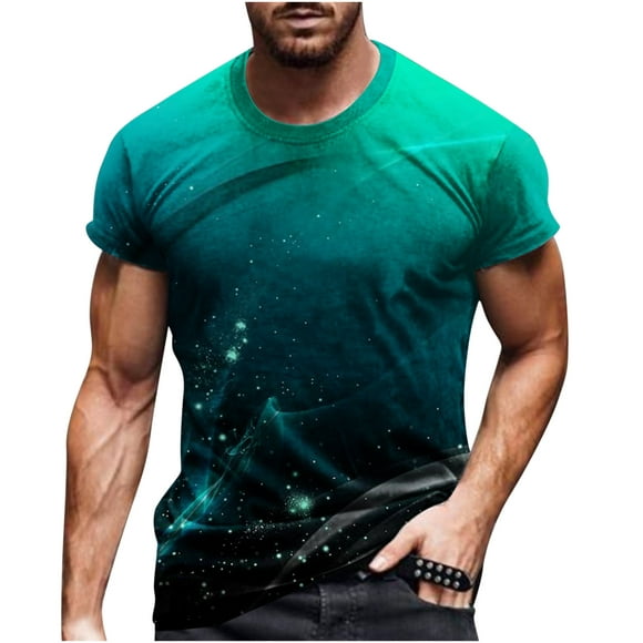 RXIRUCGD Casual Tops Hommes Hommes Col Rond Pull Impression Numérique 3D Fitness Shorts Manches T Shirt Blouse Hommes T Shirt