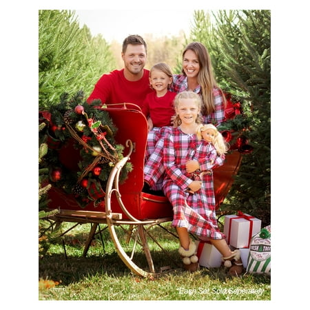 SleepytimePJs Matching Family Christmas Pajama Sets, Red & White Plaid Flannel