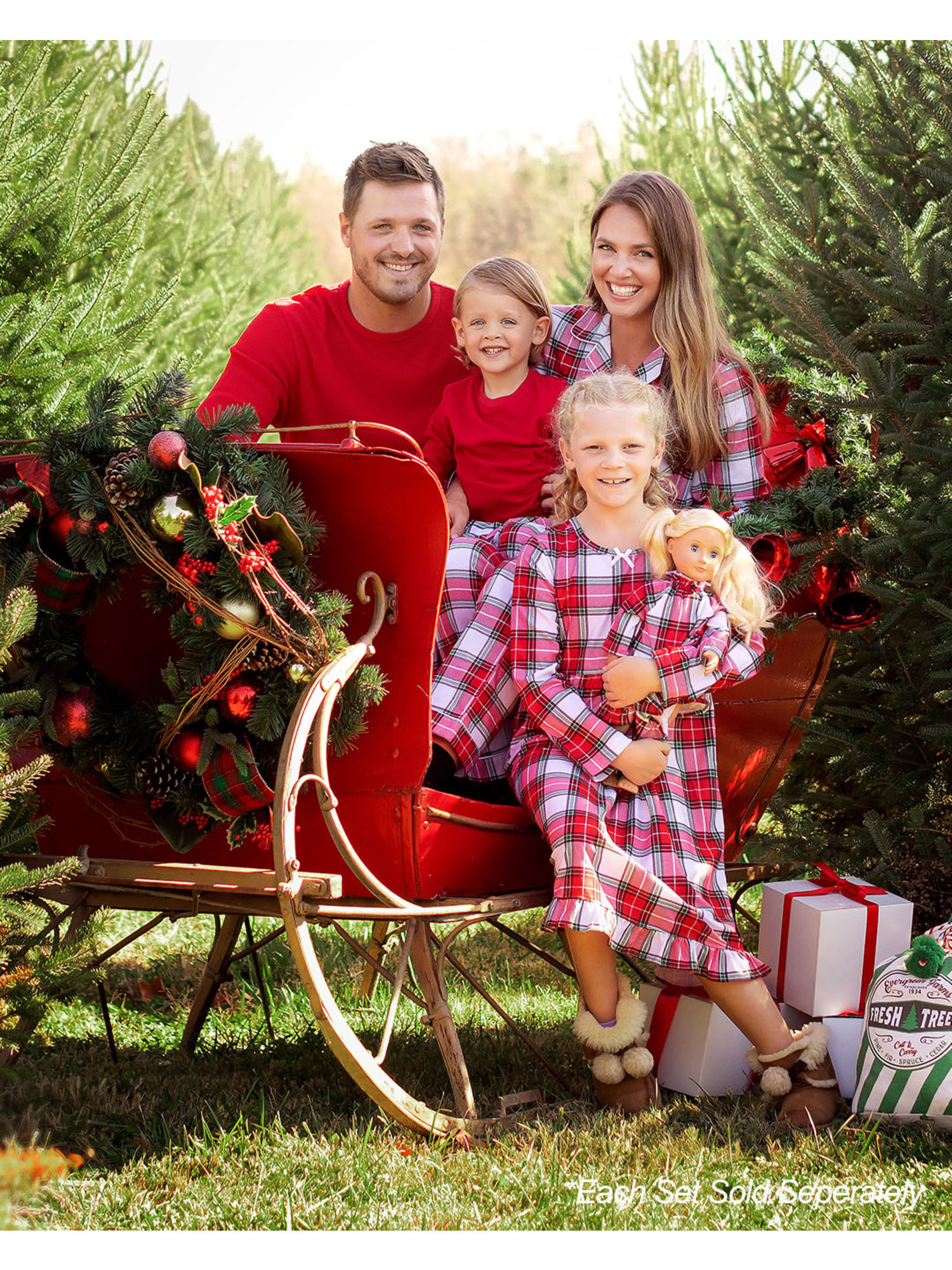 SleepytimePJs Matching Family Christmas Pajama Sets, Red & White Plaid Flannel - image 1 of 6