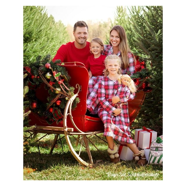 SleepytimePJs Matching Family Christmas Pajama Sets, Red & White Plaid Flannel