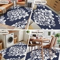 thumbnail image 5 of Navy Blue Boho Area Rugs 2.7'x5', Washable Small Throw Rugs for Kitchen Bedroom, Vintage Classic Bohemia Flower Textured Indoor Outdoor Rug Non-Slip Low Pile Carpet Runner Reversible Floor Mats, 5 of 8