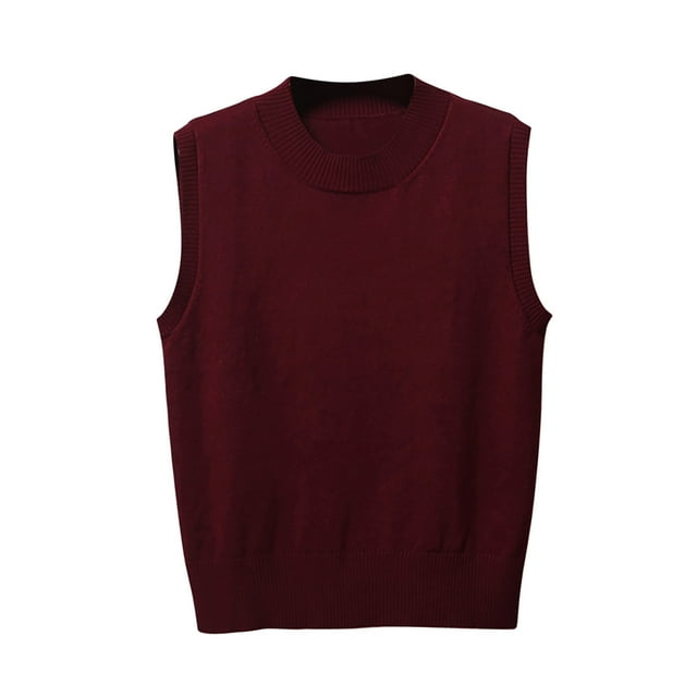 aidice Gilets Chandails pour Femmes Col Rond Sans Manches Automne Tricoté Chaud Camisole Ample Décontractée Confortable Chandail à Enfiler Hauts