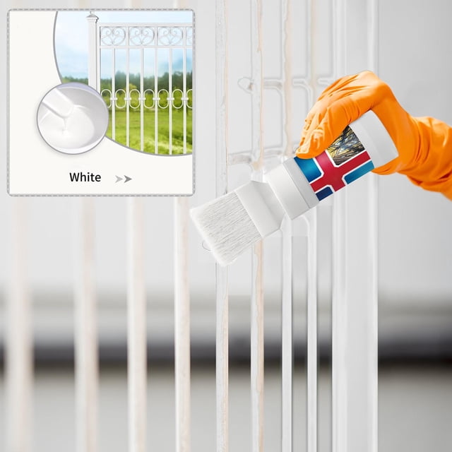 White Water Based Rust Proof Metal Paint With Built In Brush Easy Application Rust Prevention Undercoat Protection For Iron Steel Outdoor Use White Color Plastic