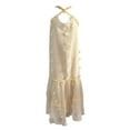 thumbnail image 2 of Femmes Robe Décontractée Robes à Rayures pour Femmes Femmes Licol Cou Trois Fleurs Franges Mode Décontractée Robe Adulte Vêtements Féminins Beige Taille L, 2 of 4
