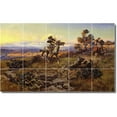 thumbnail image 1 of Ceramic Tile Mural-Charles Russell Western Kitchen Tile Mural 18. 40" w x 24" h using (15) 8 x 8 ceramic tiles, 1 of 3