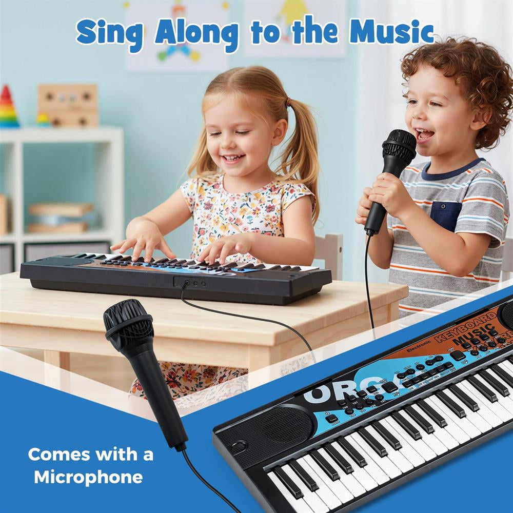 Topcobe Kids Piano Keyboard 49 Keys Portable Electric Keyboard Piano with 8 Rhythms 8 Tones, Keyboard Piano, Music Keyboard-Black