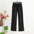 thumbnail image 1 of Pantalones de pierna ancha para mujer, cintura elástica alta, bolsillos con cordón, pierna acam Abanopi Pantalones de pierna ancha para mujer, 1 of 7