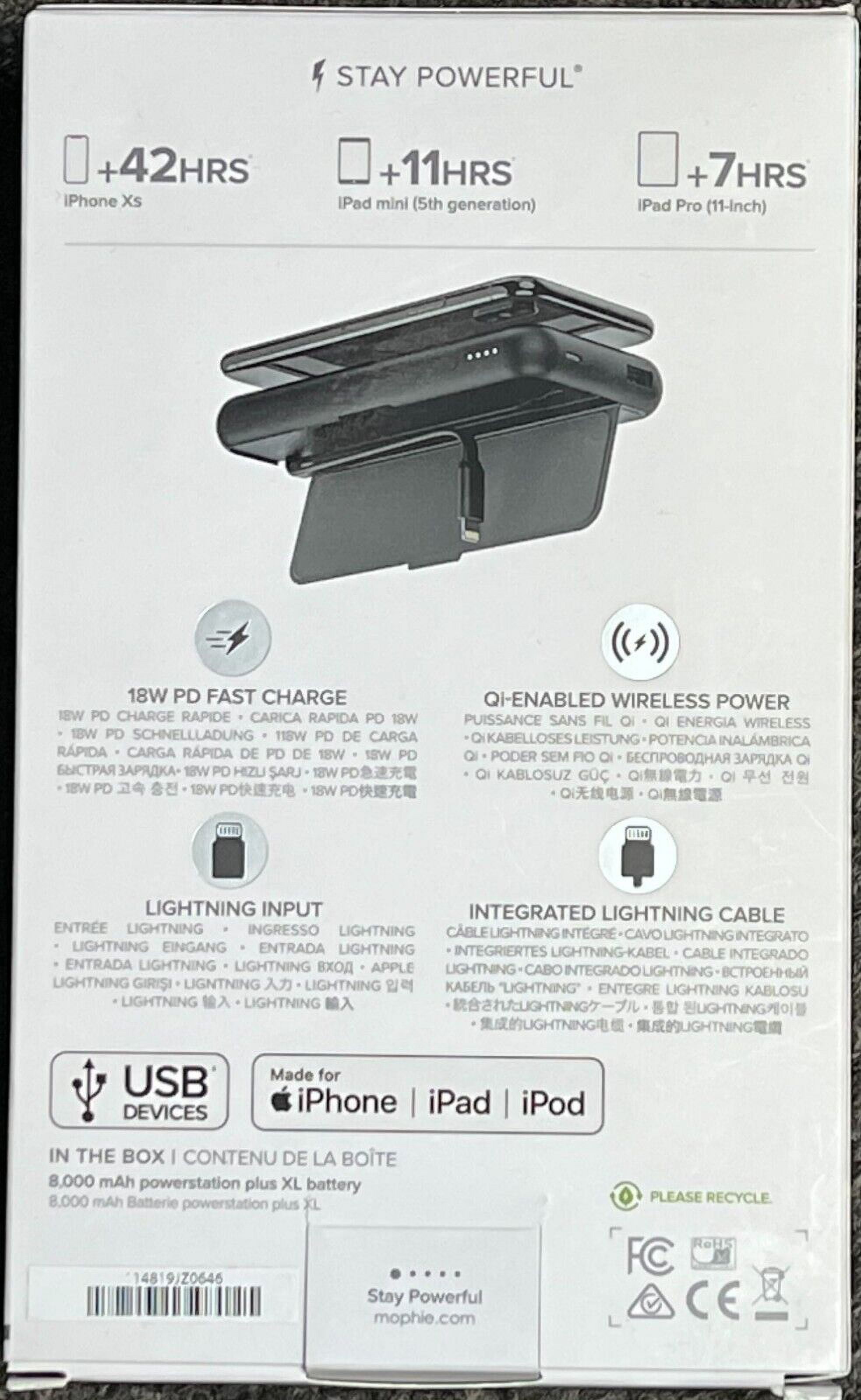 Mophie Powerstation Plus XL Portable Battery & Wireless Charger 8K Black