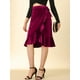 thumbnail image 2 of Falda Asimétrica Cruzada De Terciopelo Con Lazo Lateral Y Volante Dividido Para Mujer Vino rojo M, 2 of 6