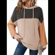 thumbnail image 2 of Sudadera con Capucha para Mujer, de Gran Tamaño, con Bloques de Color, Larga y Cordón Ajustable, Estilo Casual, Otoño 2025 Caqui Negro XL, 2 of 5