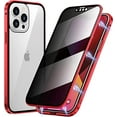 thumbnail image 1 of KOMI Magnetic Privacy Case for iPhone 16 Plus, Anti peep Magnetic Adsorption Double Side Tempered Glass Full Body Case Privacy Screen Protector Metal Titanium Frame Clear Back Phone Case Cover Red, 1 of 4