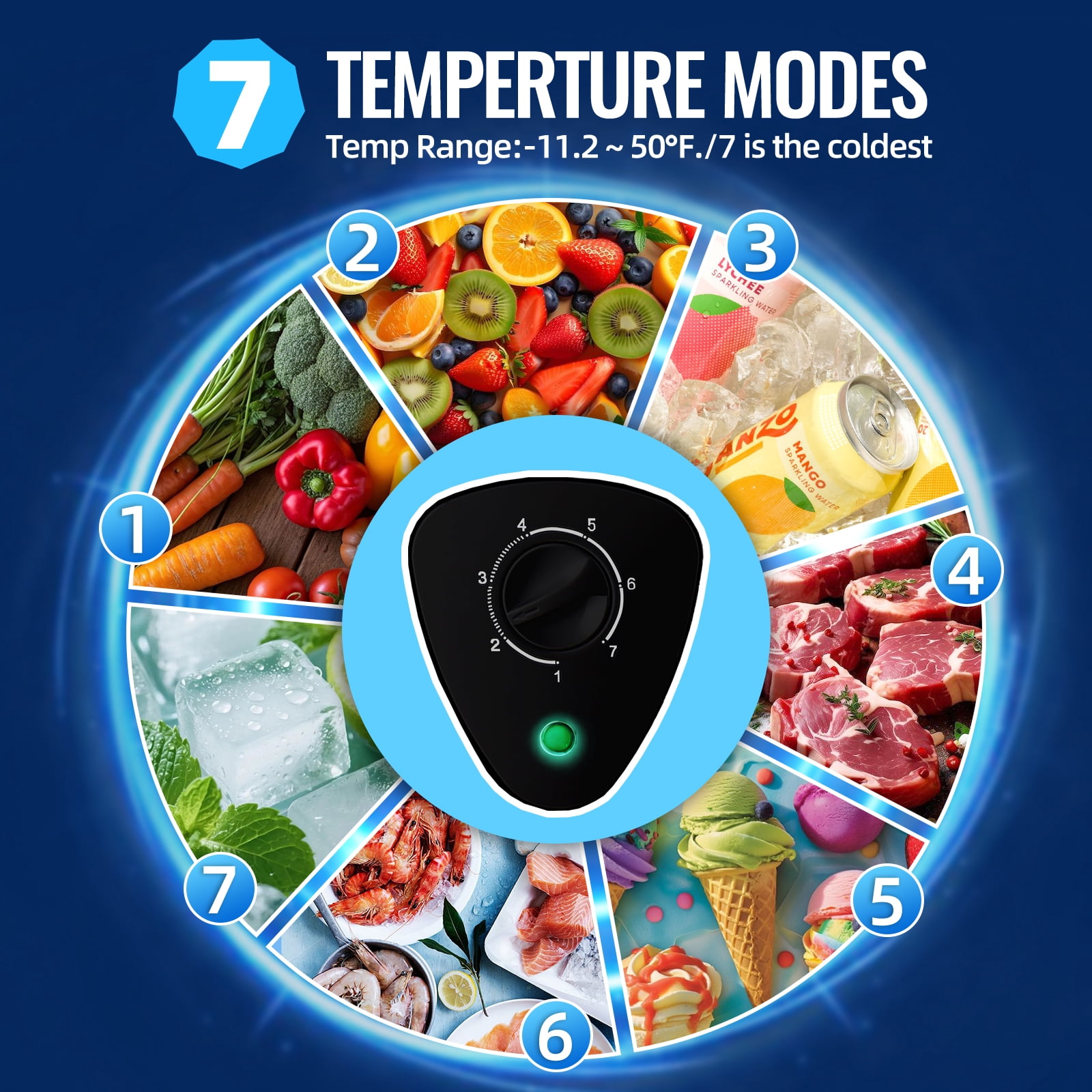 2.2 Cu.ft Chest Mini Freezer  Deep Freezer for Bulk Storage Top Open Door 2 Removable Baskets 7 Modes Temperature for Home Apartment Kitchen Black