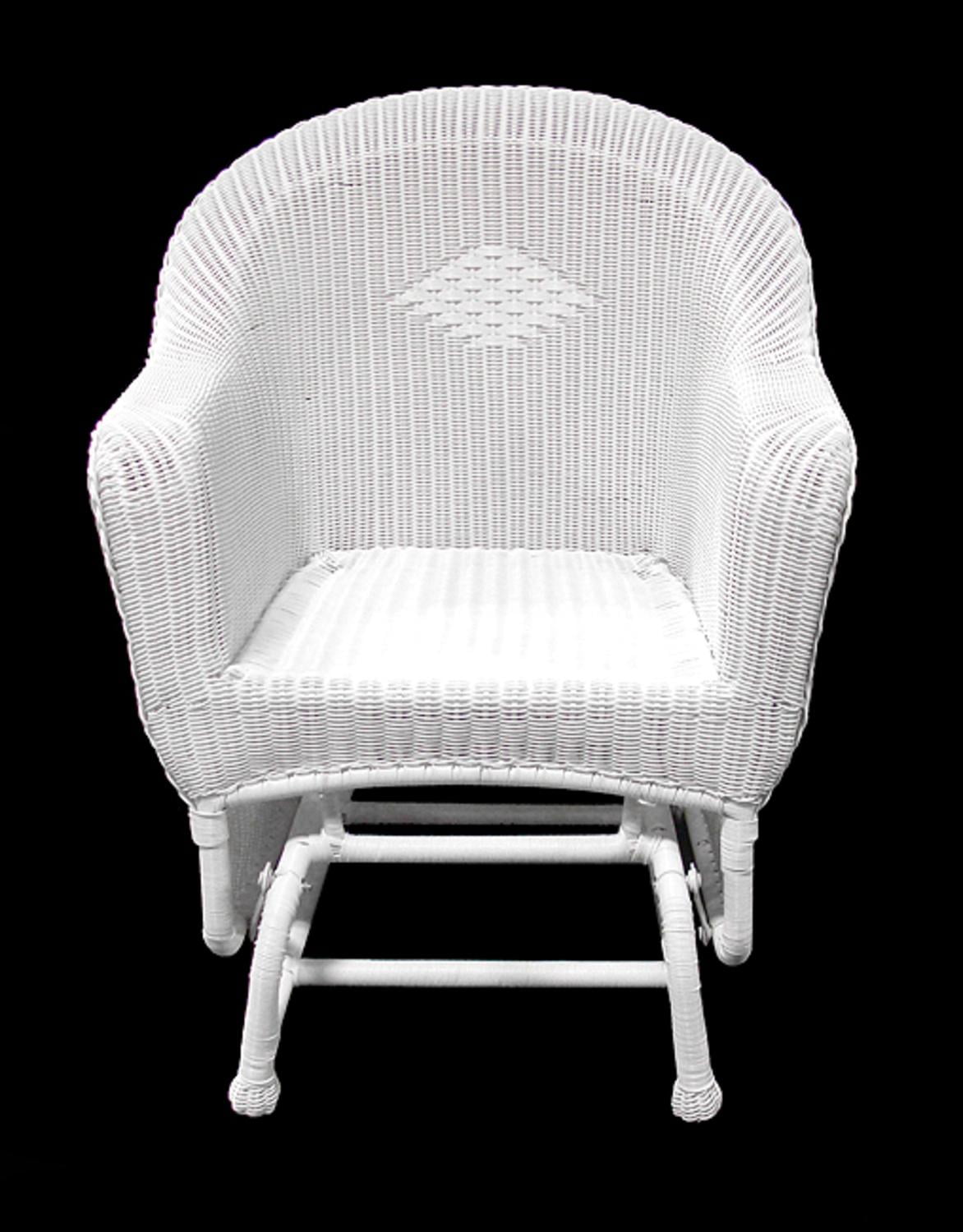 36" White Resin Wicker Single Glider Patio Chair by LB International
