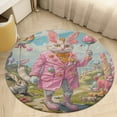 thumbnail image 5 of Easter Bunnies Rabbits Round Small Area Rug, Print Non Slip Washable Floor Mat, Soft Throw Rug for Living Room, Powder Room Entryway, Bathroom, Bedside, 5 of 7