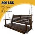 thumbnail image 2 of Innovaze 4 Ft Wooden Porch Swing with Hanging Chains, 7mm Springs, Heavy Duty 800 LBS, Deep Brown, 2 of 7