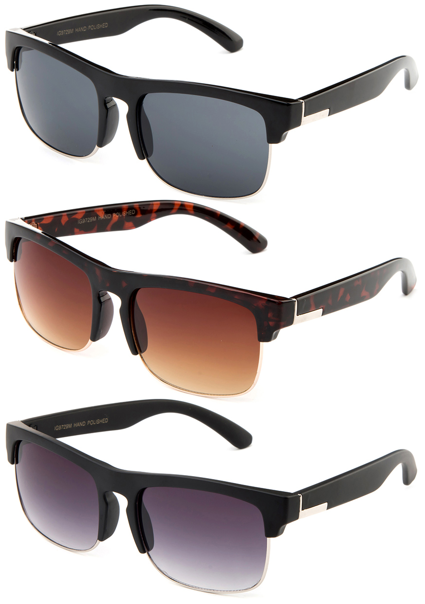 3 Pack Metal Rectangular Frame Plastic Top Bridge Fashion Sunglasses for Men for Women - image 1 of 1