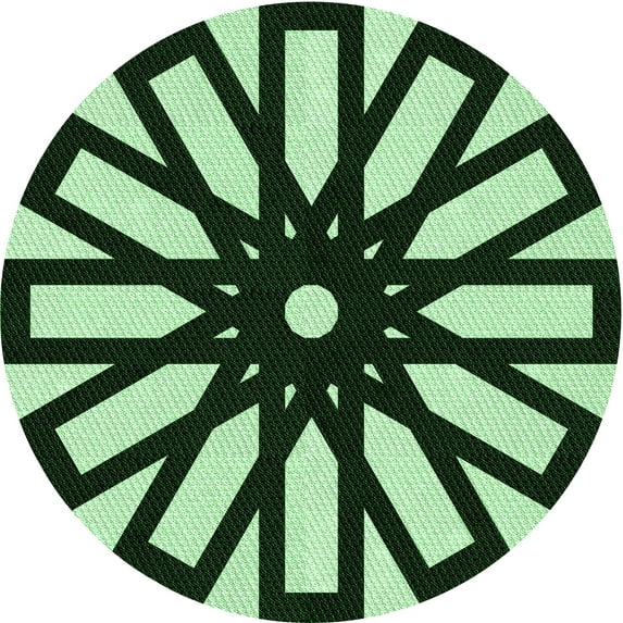 Ahgly Company Indoor Round Patterned Dark Forest Green Area Rugs, 6' Round