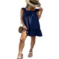 thumbnail image 4 of POINTERTECK Femmes Été Mini Robe Mouche Manche Cou Carré Couleur Unie Robe Volant en Vrac, 4 of 9