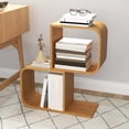 thumbnail image 3 of Harmijoy Bamboo Geometric Bookshelf 2-Tier S-Shaped Bookcase w/ Anti-tipping Device, 3 of 8