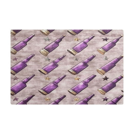 

Purple Bottles with Stars Kitchen Leather Drying Mat with Silica Gel Absorbent Layer 11.8 x17.7