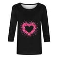 thumbnail image 4 of Vetsdori Womens 3/4 Sleeve Tops Valentine Love Pullover Plus Size Trendy,Heart Print Gifts for Girlfriend Crew Neck T-shirts for Junior Fashion, 4 of 6