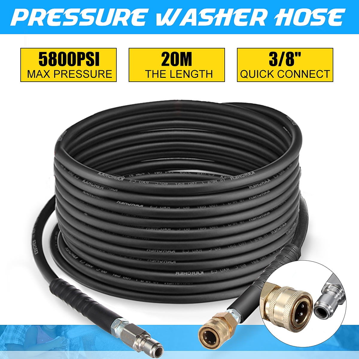 3/8inch 5800psi High Pressure Washer Pressure Washer Parts Hose With Quick Connects 393inch