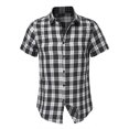 thumbnail image 4 of Designer Spring Summer Men's Casual Cotton Linen Striped Printing Short Sleeve Shirts Loose Shirts 2XL, 4 of 5