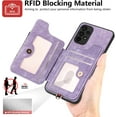 thumbnail image 3 of Phone Case for Samsung Galaxy A13 4G Wallet Cover with Tempered Glass Screen Protector Wrist Strap Lanyard RFID Credit Card Holder Ring Stand Cell Accessories A 13 LTE 2022 13A SM-A135U Women Purple, 3 of 17