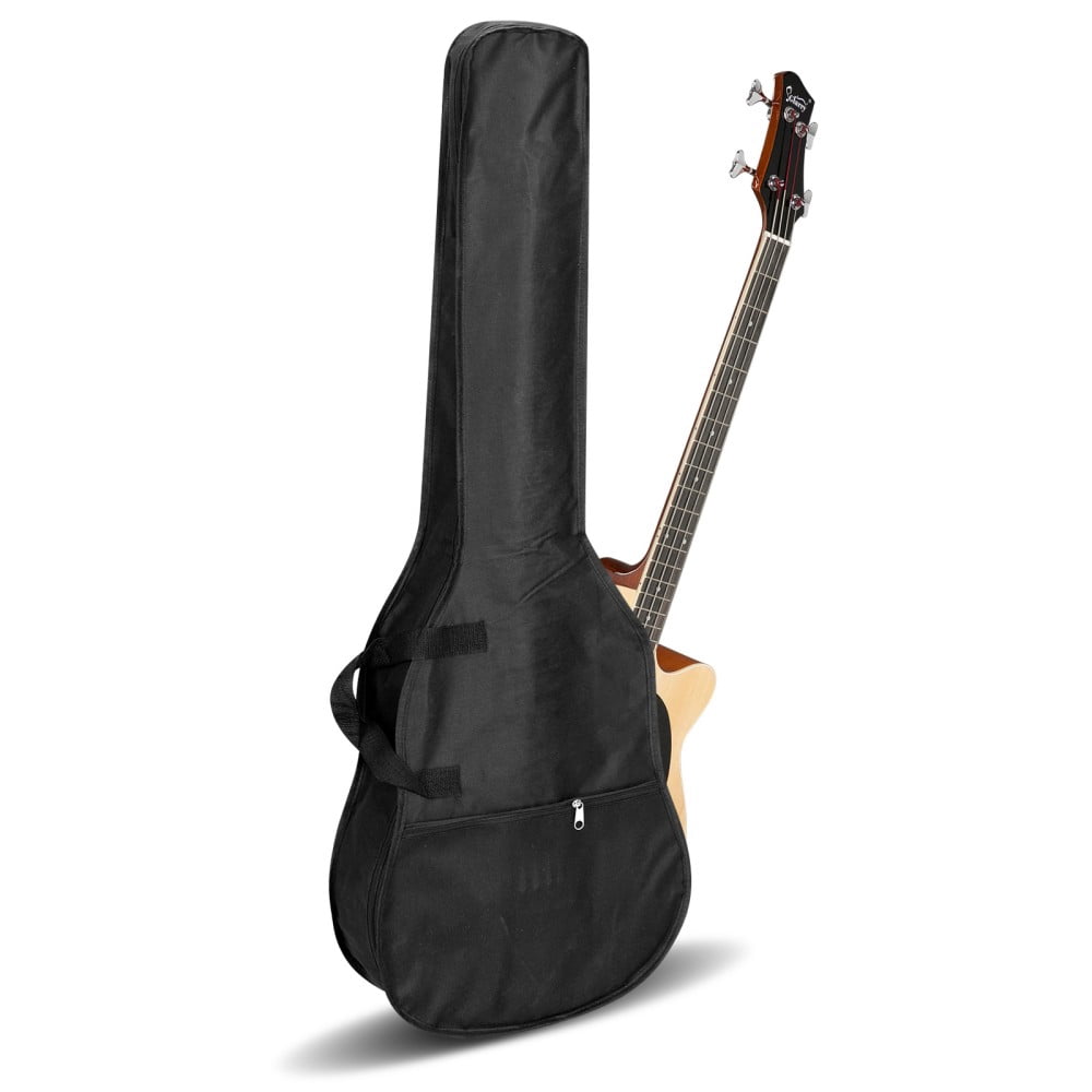Full Size 4-String Electric Bass Guitar w/ 4-Band Equalizer (EQ-7545R), GMB101 Acoustic Bass Guitar with Carry Bag, Shoulder Strap, Cable and Accessories Pack, 44.55 inch, Burlywood Color
