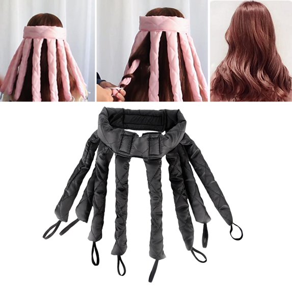 Styling Tool Sleep Overnight Curls Non-Damaging Hair Non-Heating Curling Rod Lazy Curlers, with 8 curling rods , Black for ShortHair