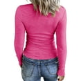 thumbnail image 4 of Daznico Womens Tops - Women Long Sleeve Scoop Neck Ribbed Fitted Knit Shirt Basic T Shirts - Shirts for Women,Color:Hot Pink,Size:M, 4 of 6