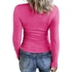 thumbnail image 3 of Camiseta básica de manga larga con cuello redondo y tejido acanalado ajustado para mujer - Poliéster - S-XL, 3 of 6