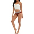 thumbnail image 2 of INSPIRE CHIC Women's Color-Block No Trace Underwear Mid-Waisted Full Coverage Briefs M Brown, 2 of 4