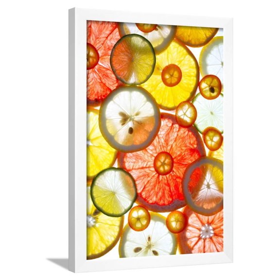 Sliced Citrus Fruits Background, Framed Art Print Wall Art by ElenaGaak Sold by Art.Com
