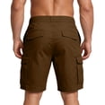 thumbnail image 4 of Cargo Shorts for Men Button Elastic Waisted Keen Length Shorts Summer Workout Hiking Casual Short Pants Coffee M, 4 of 5